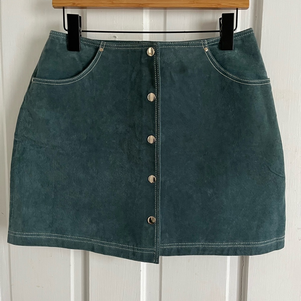 Pristine Vintage Forever 21 Blue Suede Mini Skirt Medium